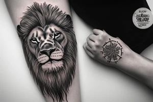 Realistic black grey and white lion forearm tattoo tattoo idea