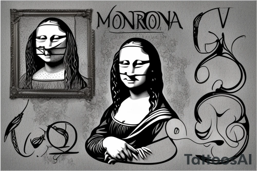 Mona lisa with a plot twist tattoo idea