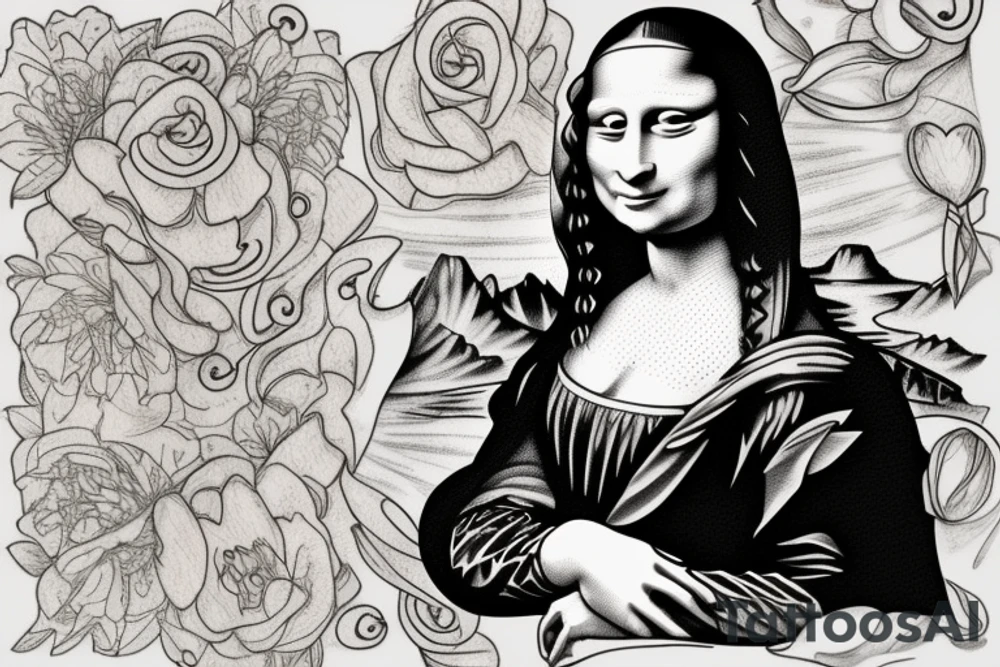 Mona lisa with a plot twist tattoo idea