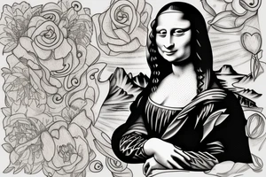 Mona lisa with a plot twist tattoo idea