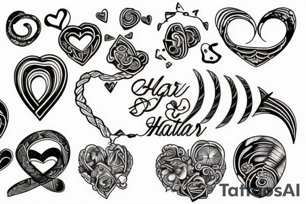 Half helix and a hidden heart tattoo idea
