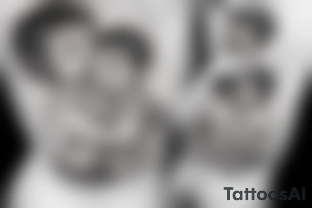 A little boy hugged by his father in the river. tattoo idea