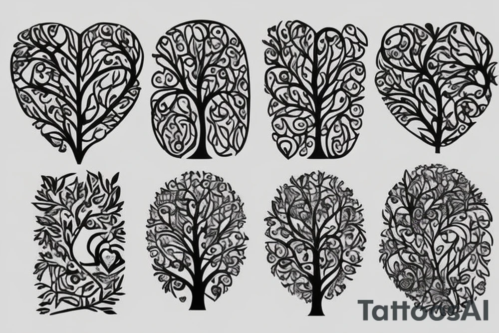 Tree, heart, bird, circle, spiritual tattoo idea