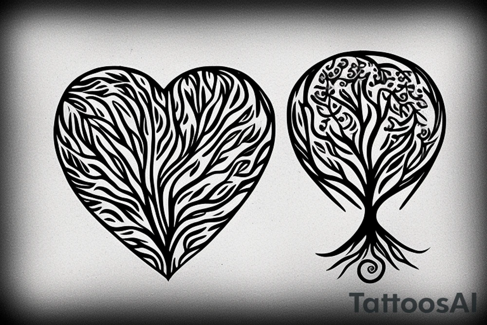 Tree, heart, bird, circle, spiritual tattoo idea
