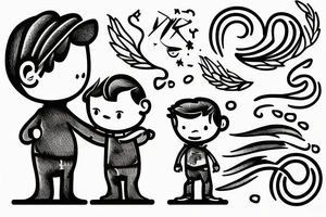 A little boy hugged by his father in a lake. tattoo idea
