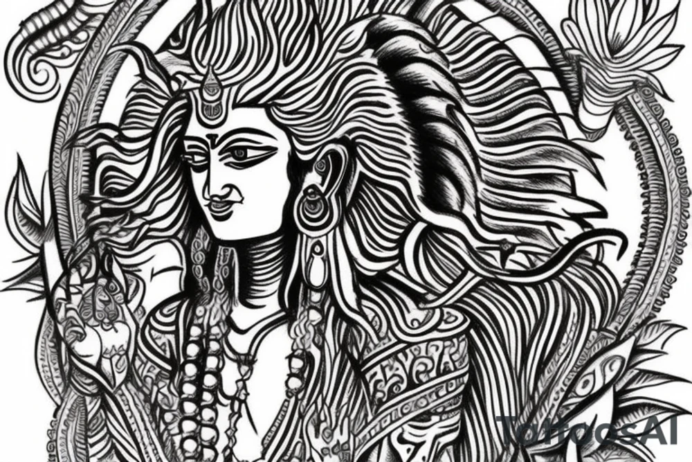 Indian mahadev god on right shoulder tattoo idea
