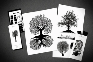 Tree planted by a river side tattoo idea
