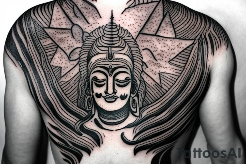 Indian mahadev god on right shoulder tattoo idea