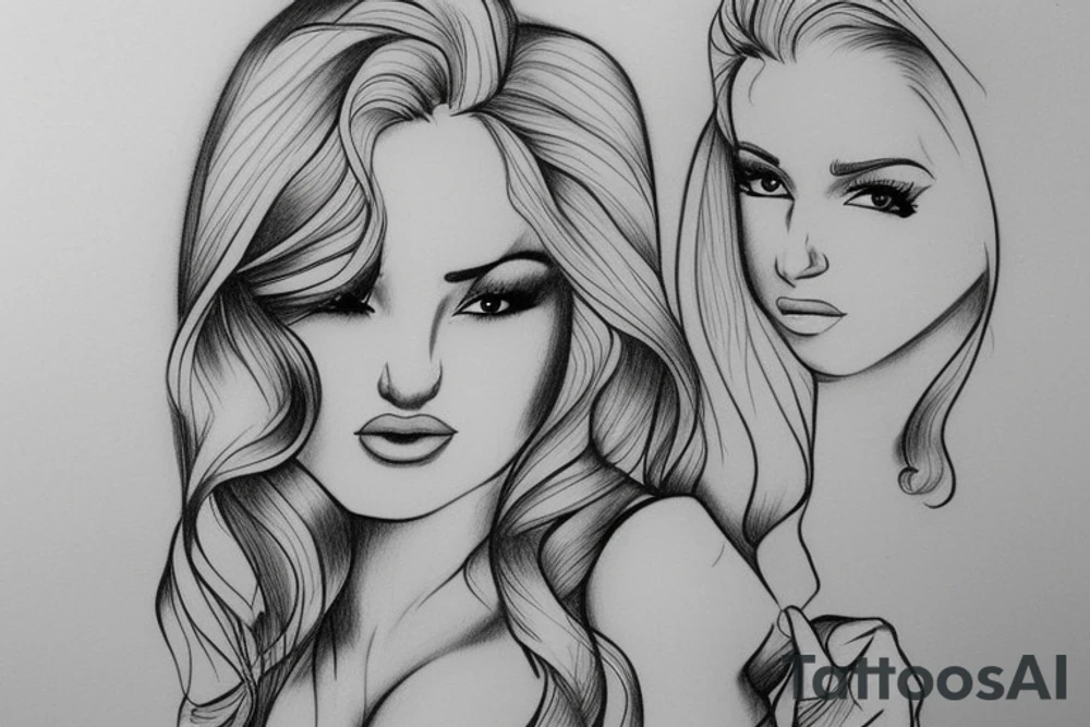 Sexy Blonde girl with Alex written below the drawing tattoo idea