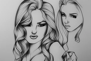 Sexy Blonde girl with Alex written below the drawing tattoo idea