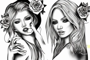 Sexy Blonde girl with Alex written below the drawing tattoo idea