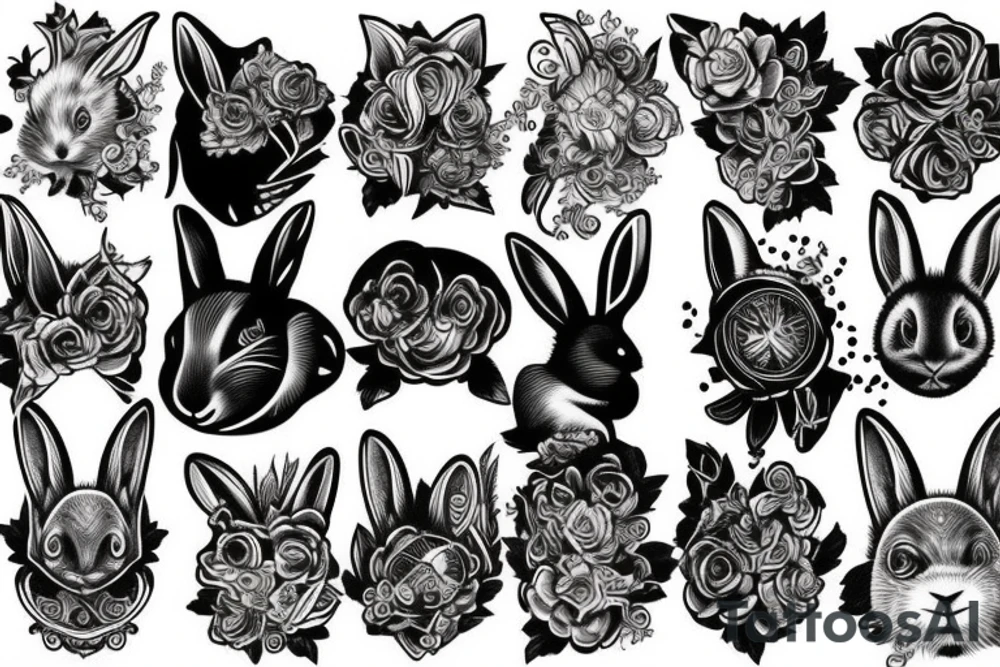 Black rabbit tattoo idea