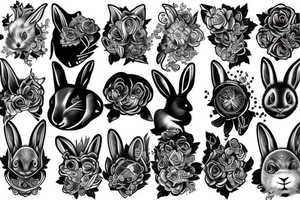 Black rabbit tattoo idea