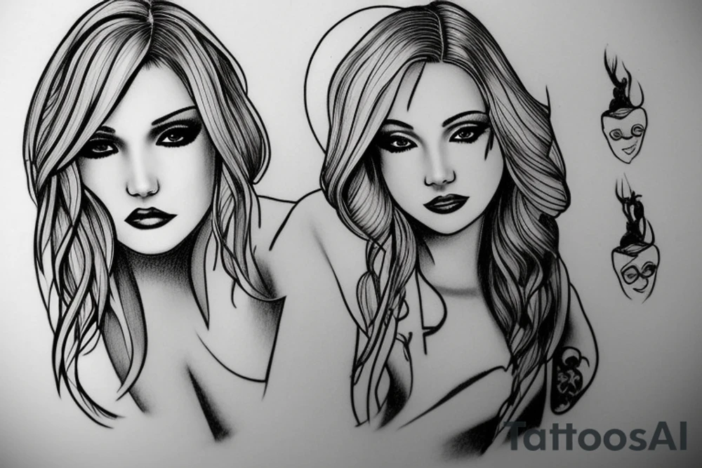 Sexy Blonde girl with Alex written below the drawing tattoo idea