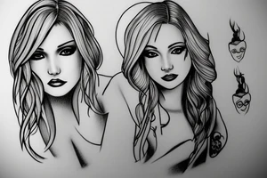 Sexy Blonde girl with Alex written below the drawing tattoo idea