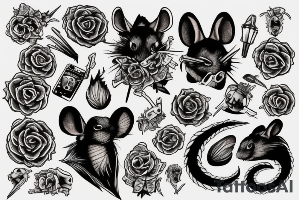 Black rat tattoo idea