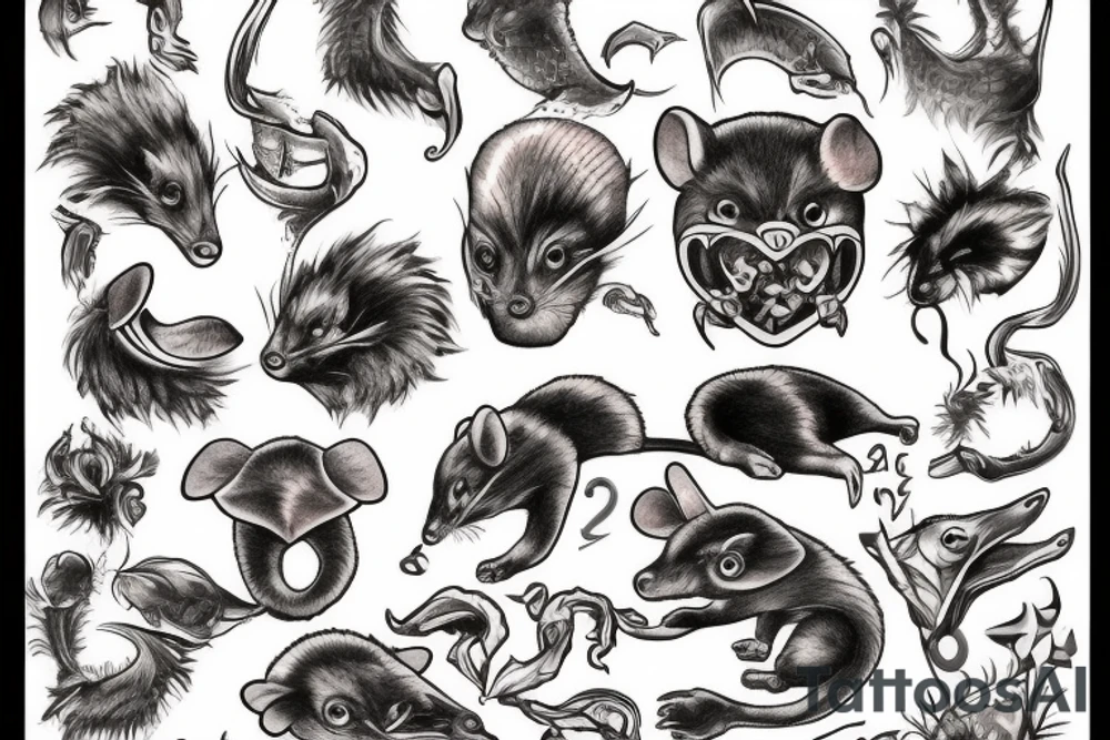 Black rat tattoo idea