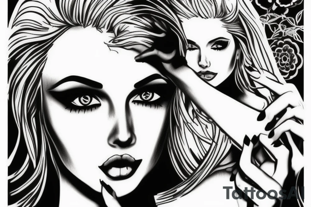 Sexy Blonde girl with the words Alex tattoo idea