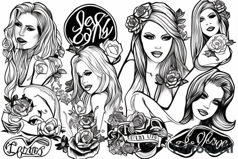 Sexy Blonde girl with the words Alex tattoo idea