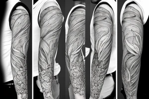 full arm tattoo many small potatoes and potato peelings tattoo idea
