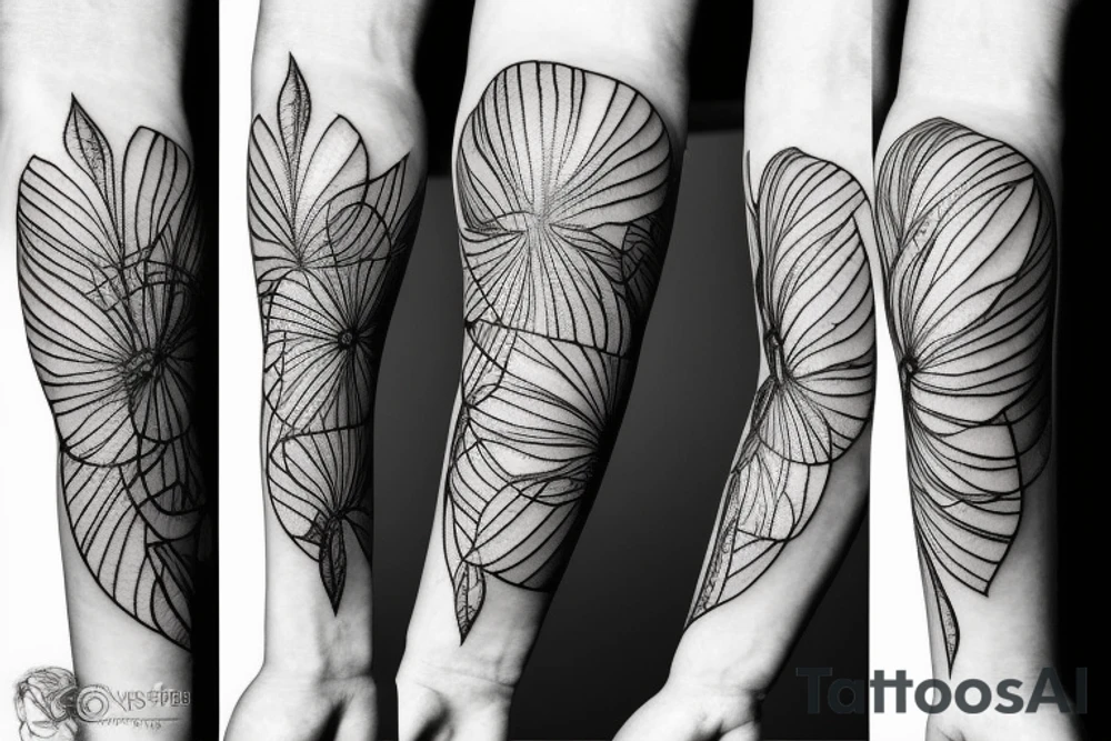 potato flowers and potato peelings arm tattoo idea
