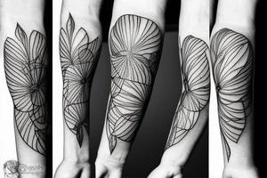 potato flowers and potato peelings arm tattoo idea