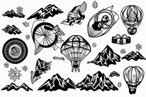 ornamental mountains skydiving tattoo idea