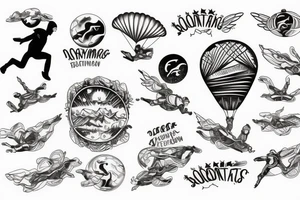 ornamental mountains skydiving tattoo idea