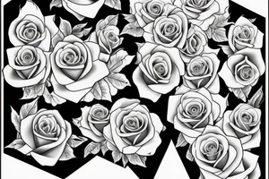 Sleev with roses and the text familia tattoo idea