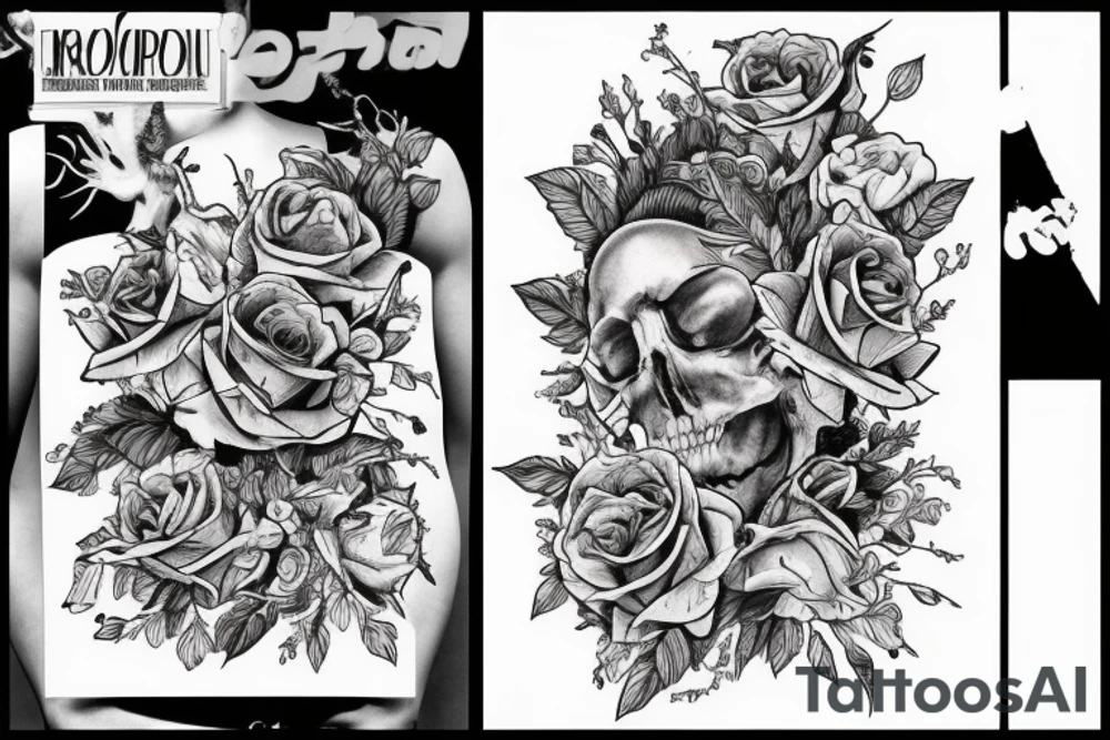 пионы с черепом tattoo idea