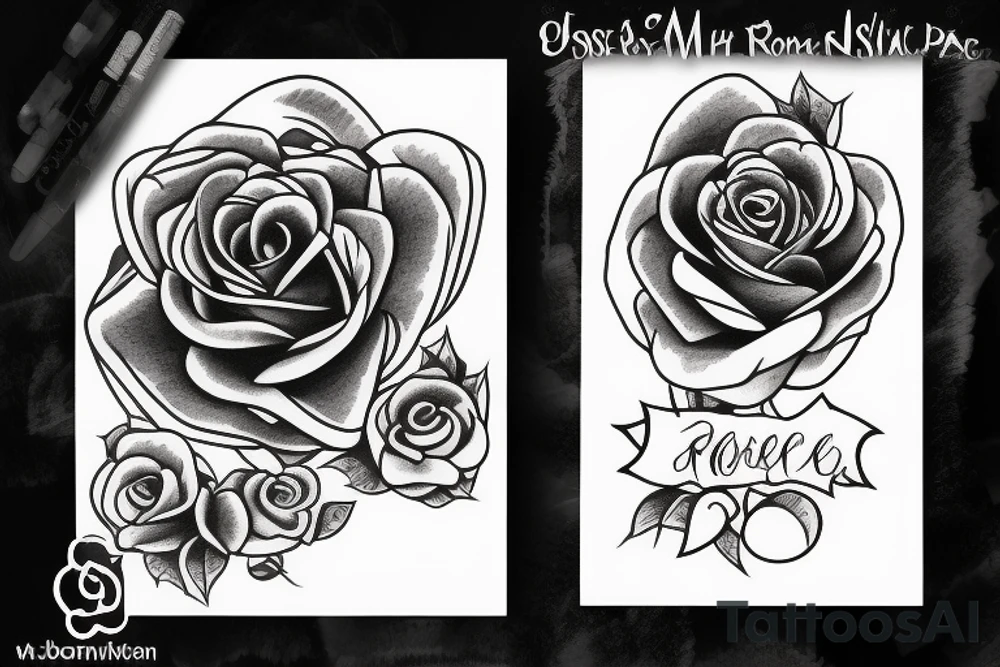 rose tattoo with the text family tattoo idea