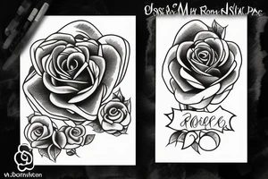 rose tattoo with the text family tattoo idea