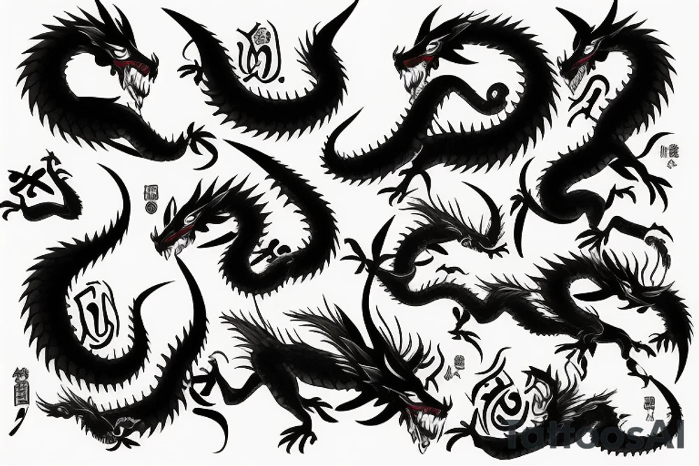 Yakoodza with dragons tattoo idea