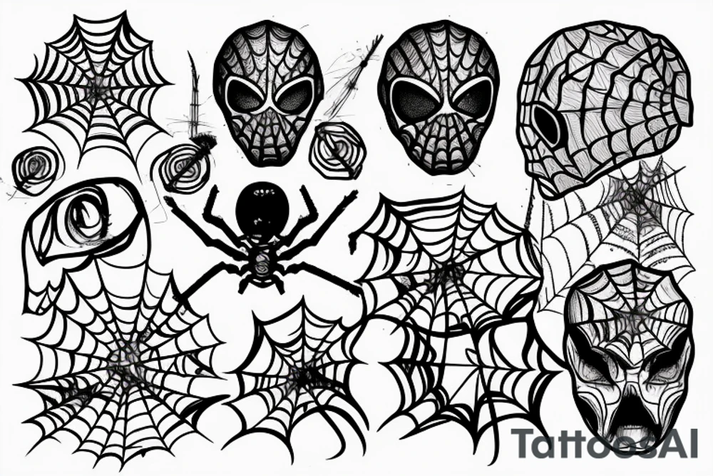 Brain with spider webs tattoo idea