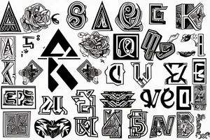 The initials A cubed, and the letter v connected to the letter A tattoo idea
