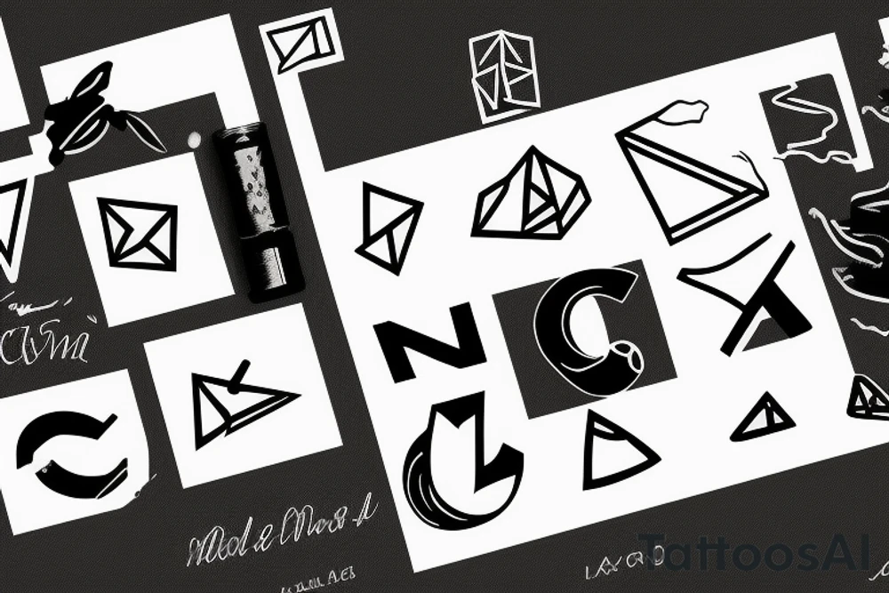 The initials A cubed, and the letter v connected to the letter A tattoo idea