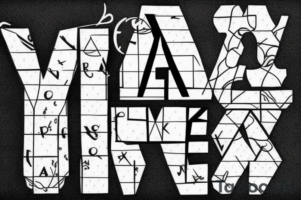 The initials A cubed, and the letter v connected to the letter A tattoo idea