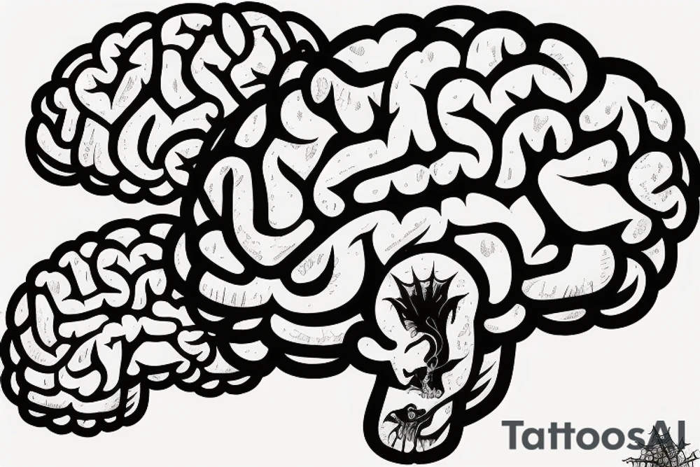 Spooky brain tattoo idea