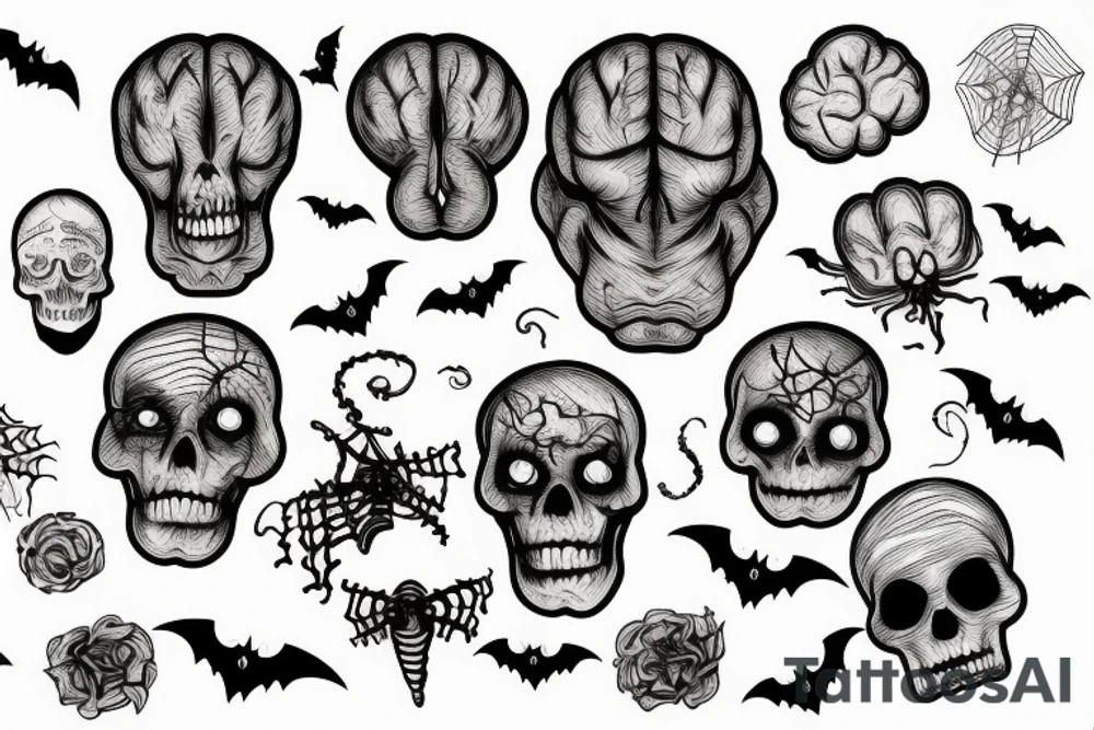 Spooky brain tattoo idea