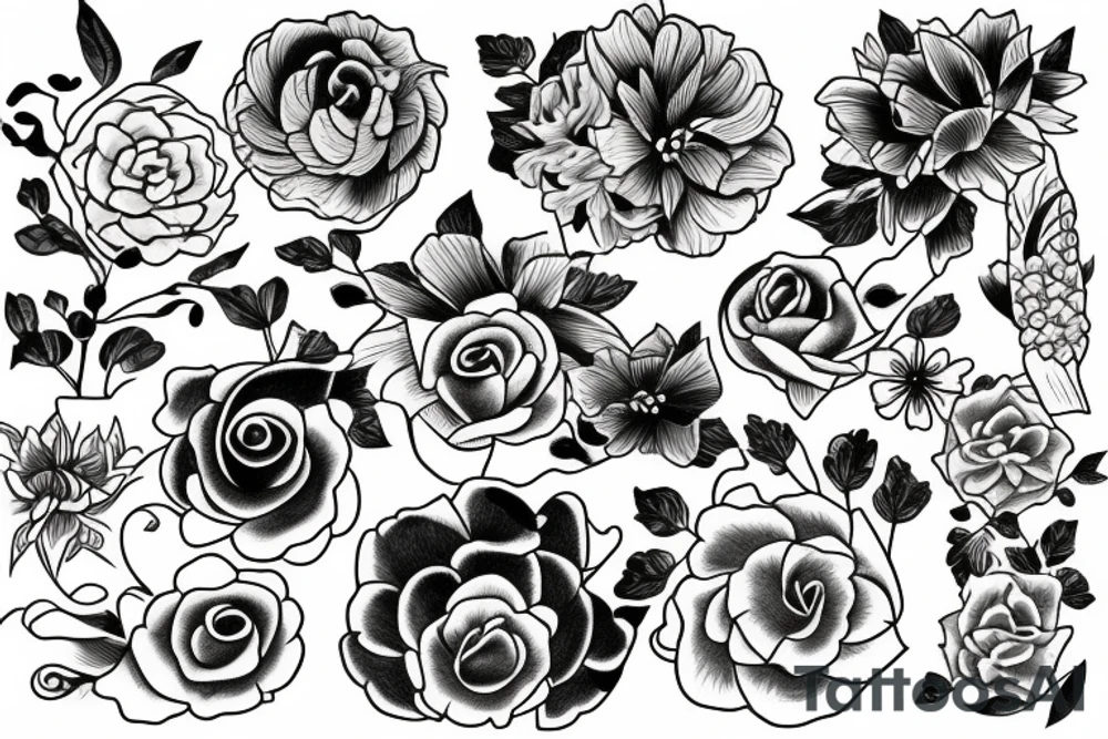 Japanese flowers tattoo idea