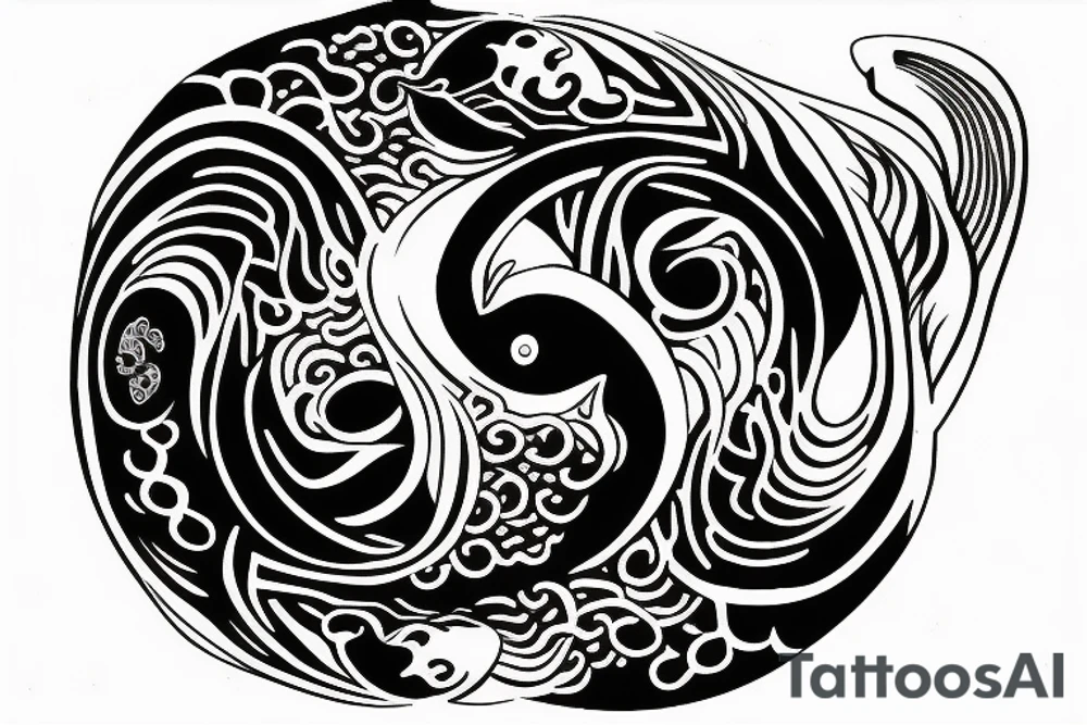 Japanese fish ying yang tattoo idea