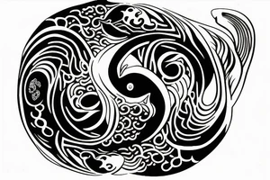 Japanese fish ying yang tattoo idea