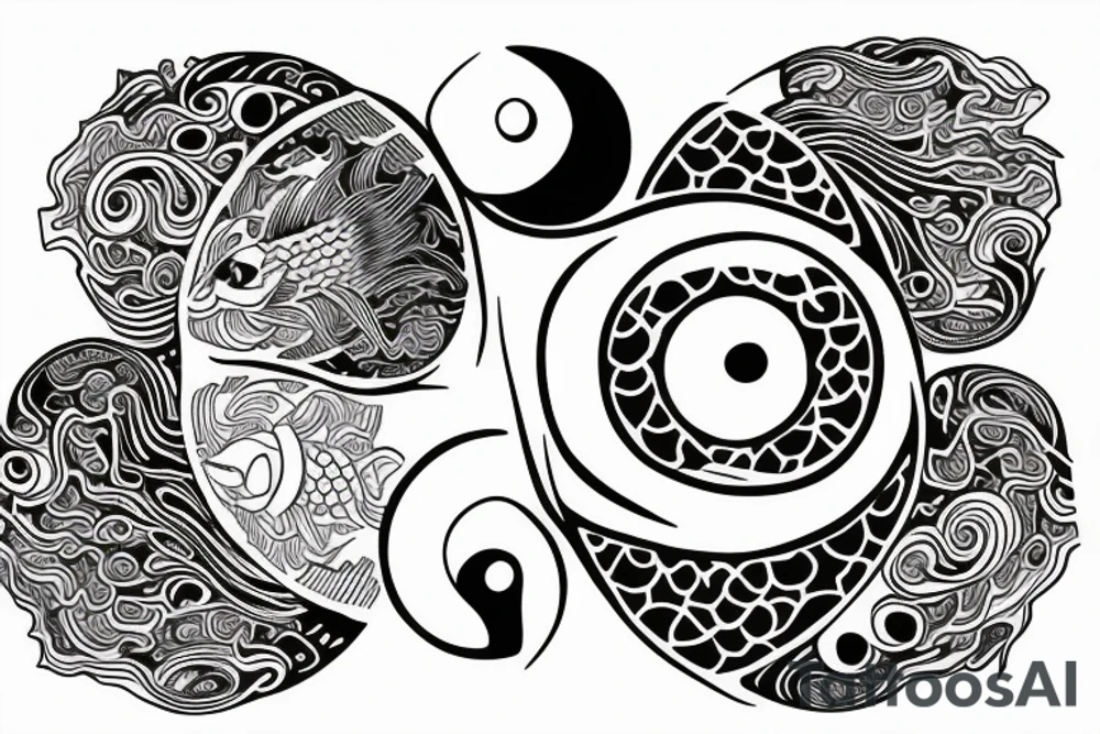 Japanese fish ying yang tattoo idea
