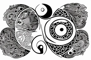 Japanese fish ying yang tattoo idea