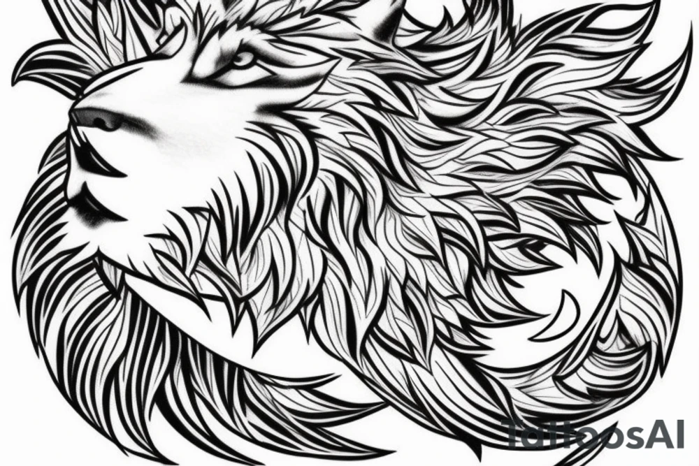 howling wolf along with moon and auqarius tattoo idea