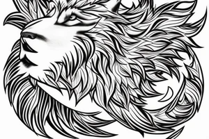 howling wolf along with moon and auqarius tattoo idea
