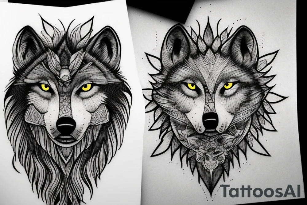 howling wolf along with moon and auqarius tattoo idea