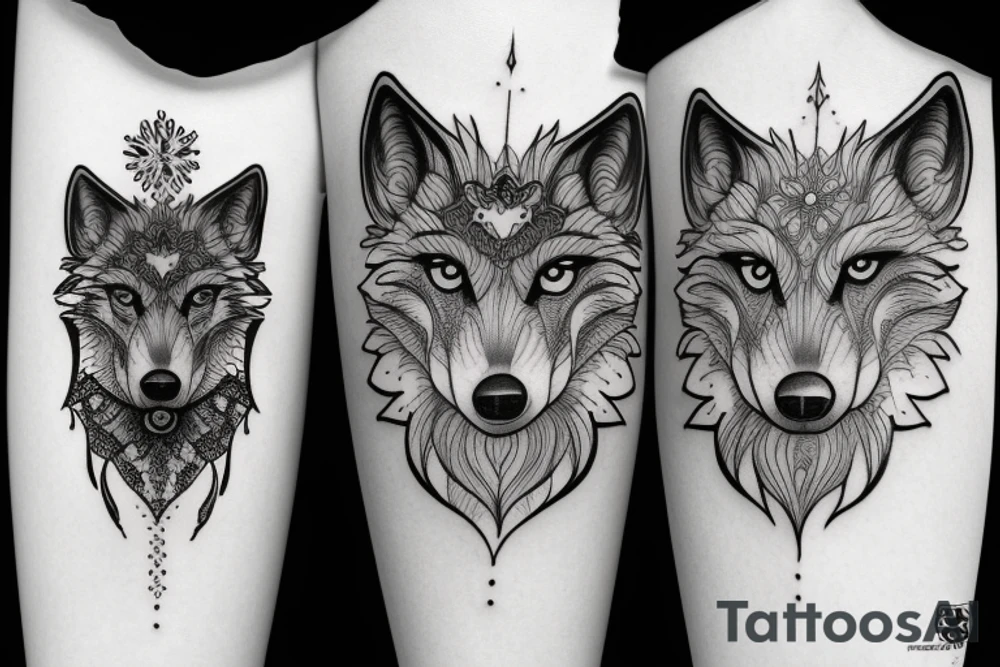 wolf and Aquarius tattoo idea