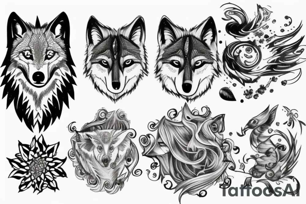 wolf and Aquarius tattoo idea