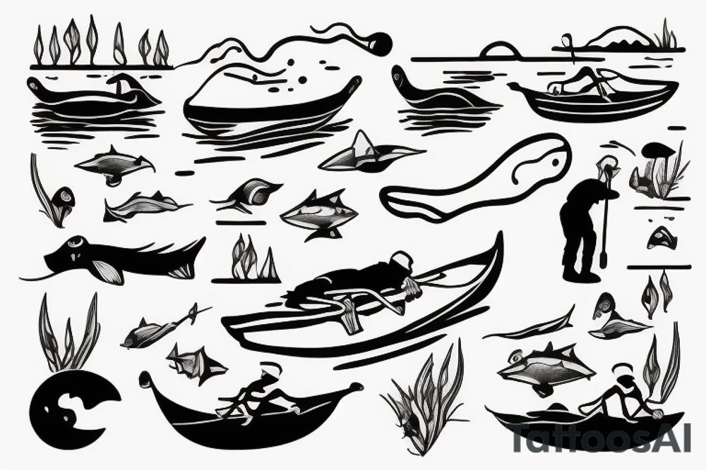 alone fisher man in a lake tattoo idea